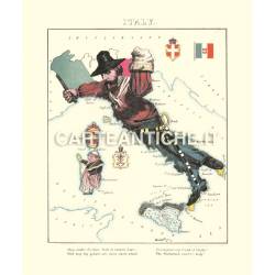 Carta antica dell'Italia disegnata con Garibaldi