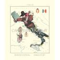 Carta antica dell'Italia disegnata con Garibaldi